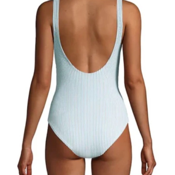 NWT Shoshanna Pinstripe Tie Waist One Piece Swimsuit - Picture 2 of 6